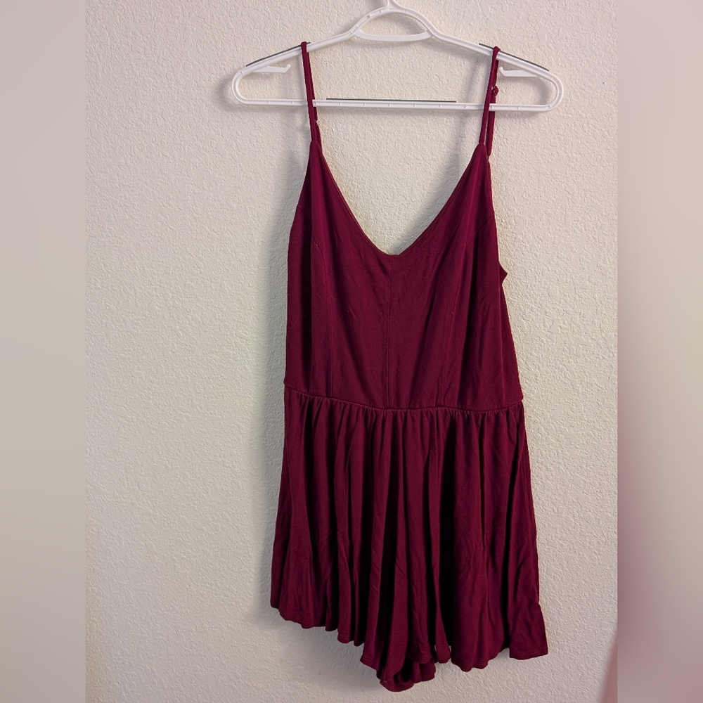Wet Seal Burgundy Flowy Romper - Picture 2 of 4